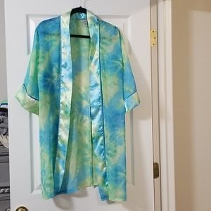 Green and blue bath or swim cover up